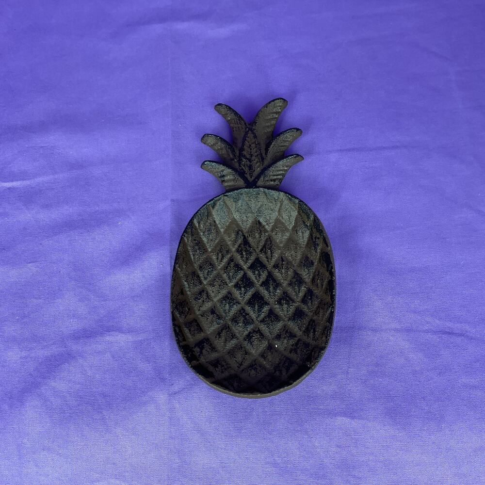 Rustic Brass Gold Cast Iron Pineapple Trinket Dish Coin Tray Boho Country Decor